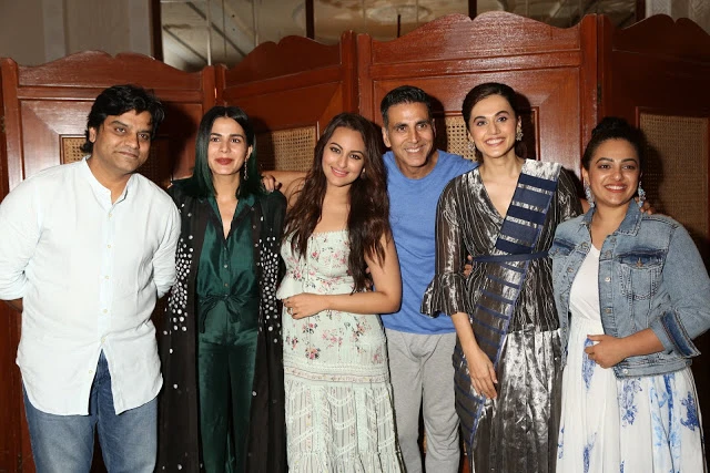 Akshay Kumar, Sonakshi Sinha, Taapsee Pannu, and Kirti Kulhari promote Mission Mangal in Delhi