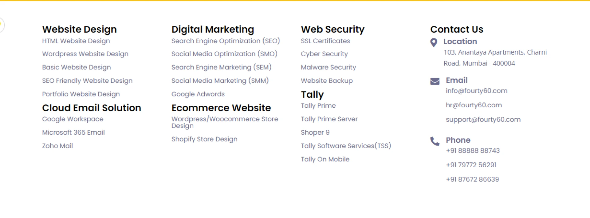 Services Offered By Fourty60