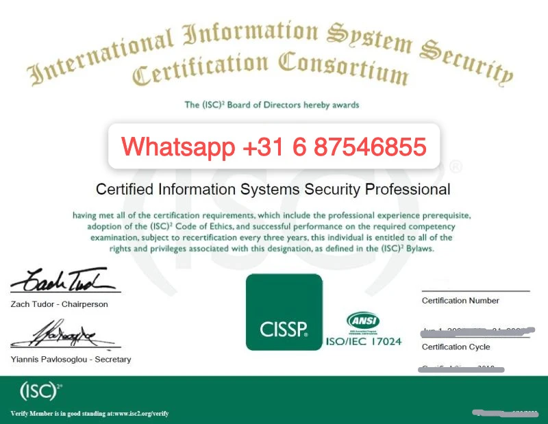 Whatsapp +31 6 87546855 Buy CISSP Certificate Without Exams, Buy PMP certificates