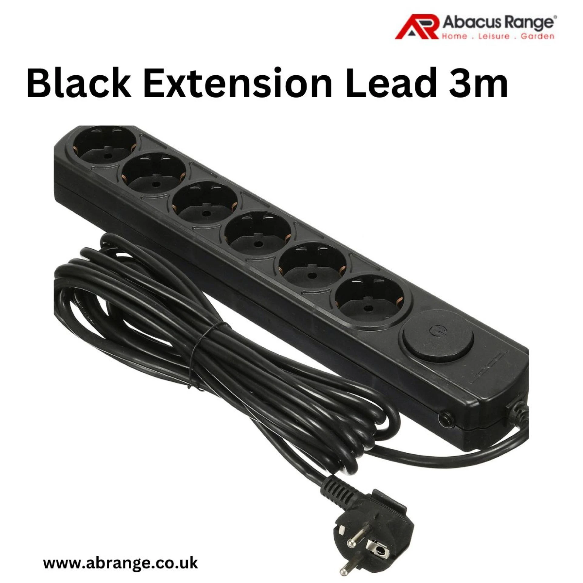 3m Black Extension Lead: Versatile Power Extension
