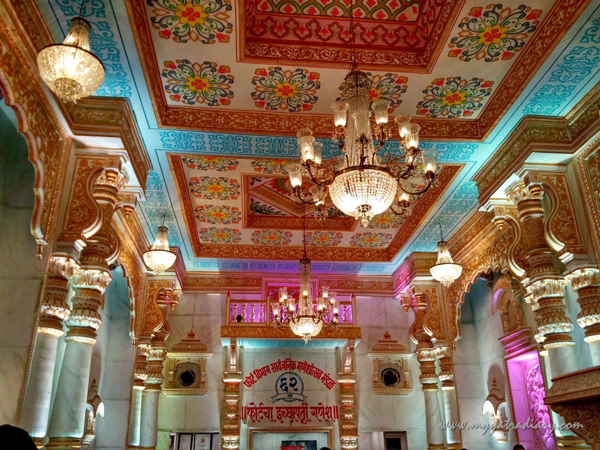 Grand Bikaner palace decoration of Fortcha Icchapurti Ganesha, Fort Vibhag Sarvajanik Ganeshotsav Mandal, Mumbai
