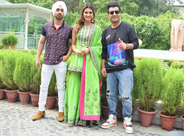 Diljit Dosanjh, Kriti Sanon, and Varun Sharma promote their upcoming movie 'Arjun  Patiala' in Delhi