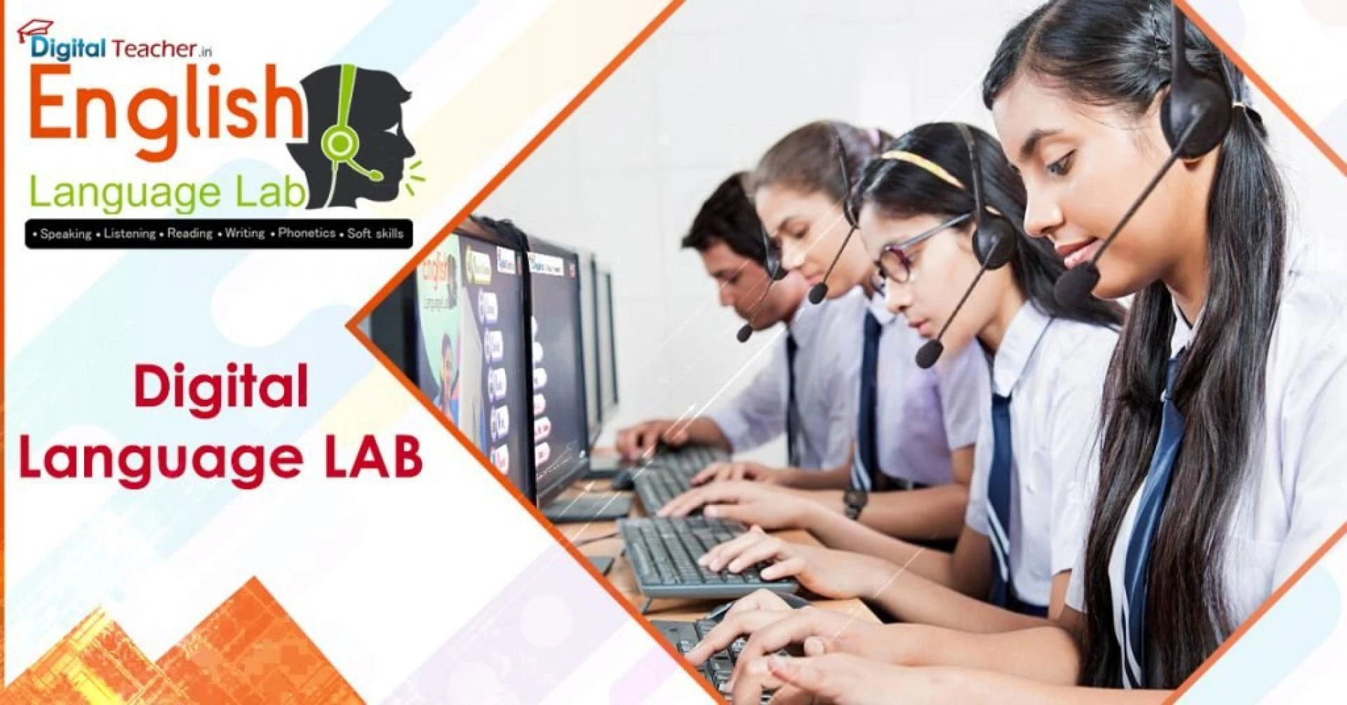 Students Using Digital English Language Lab Software