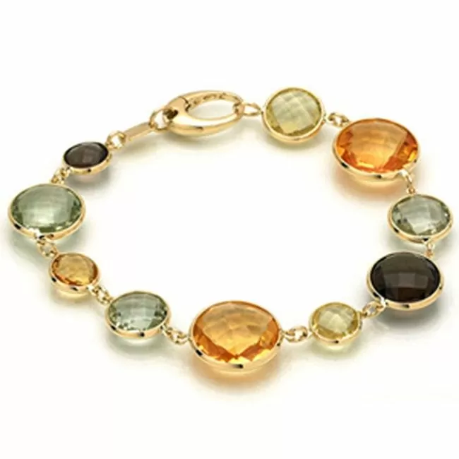 14k Solid Gold Multi Gemstone Bracelet (22.5.cts.tw)