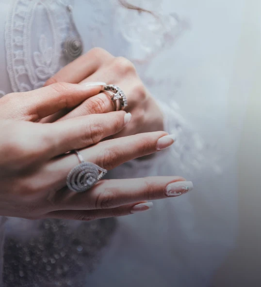 Assorted Diamond Ring On Woman Hand
