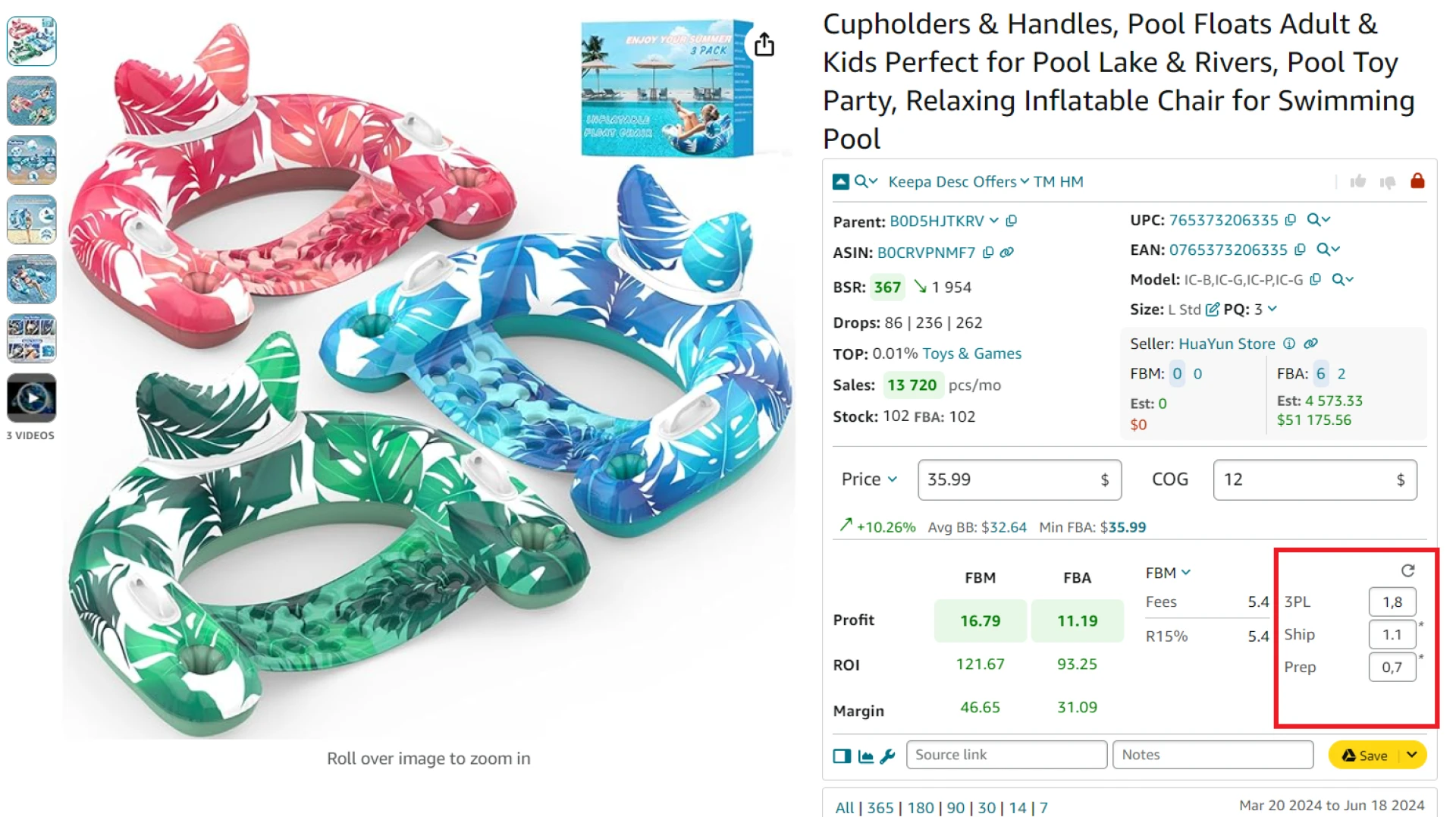 Amazon Fees and Logistics expenses calculator
