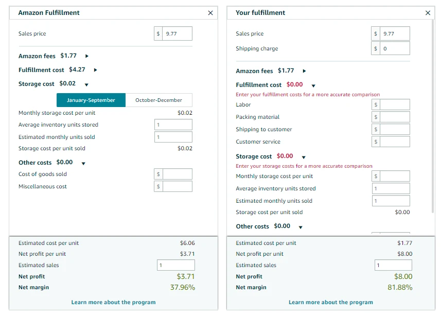 Amazon Revenue calculator