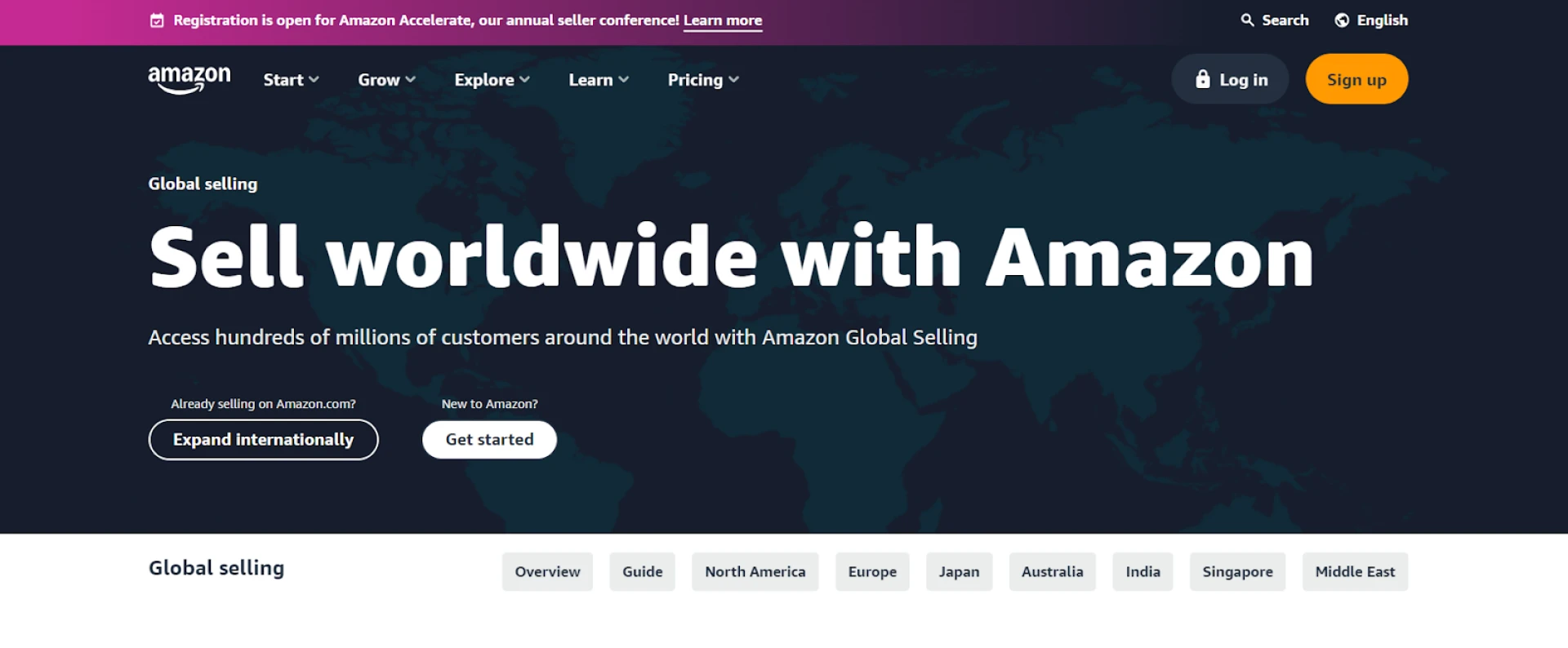 Amazon Global Selling webpage