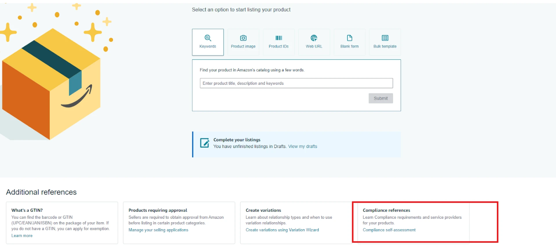 To check your product compliance, go to Add a Product page in your Seller Central.