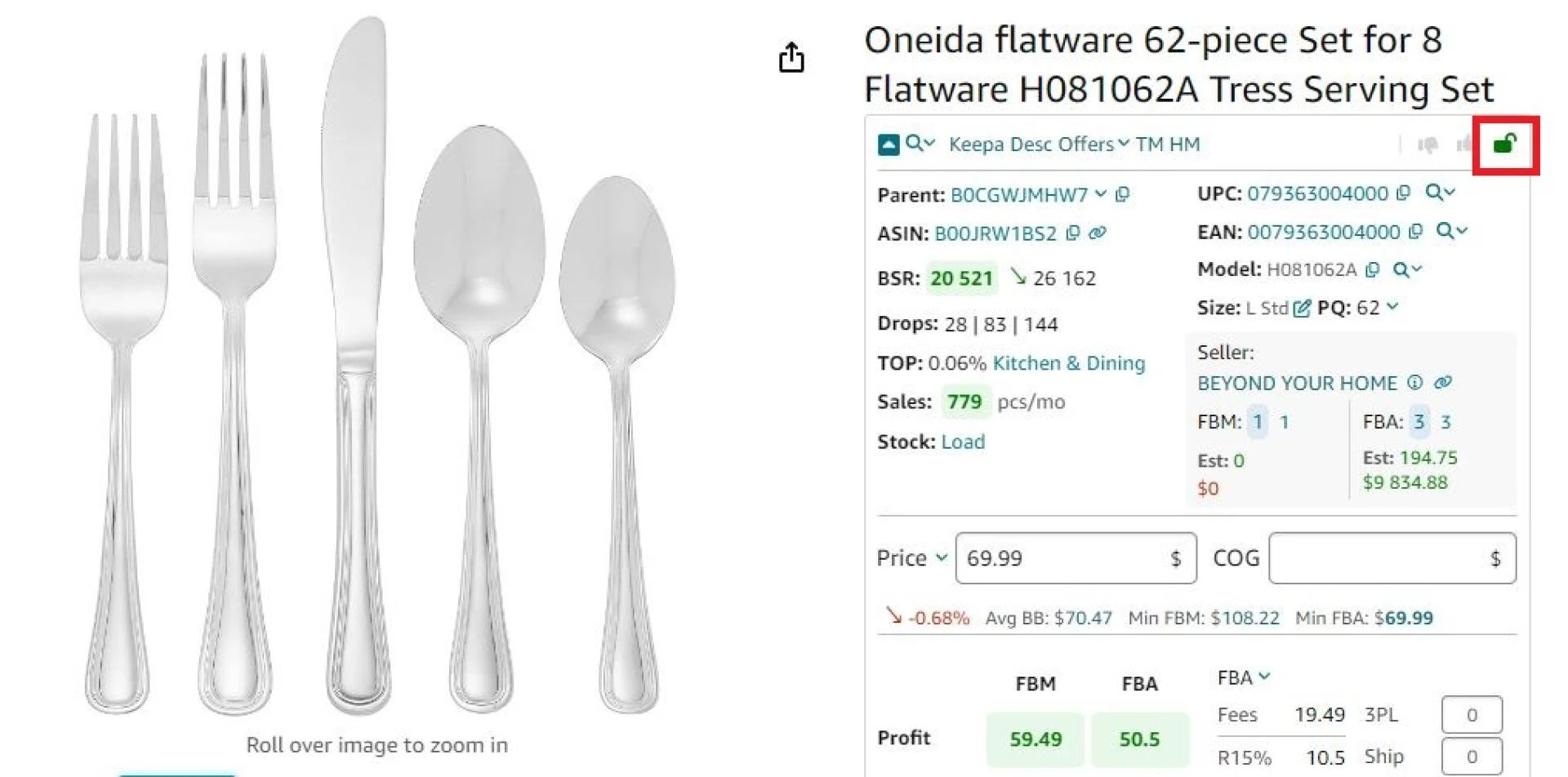 If you see a green open lock icon in Seller Assistant , you can sell a product