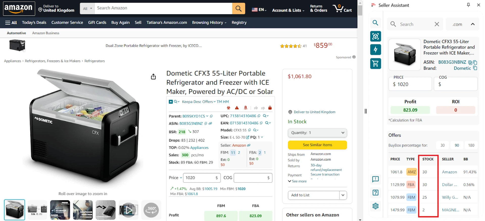 Stock Checker in the Side Panel View