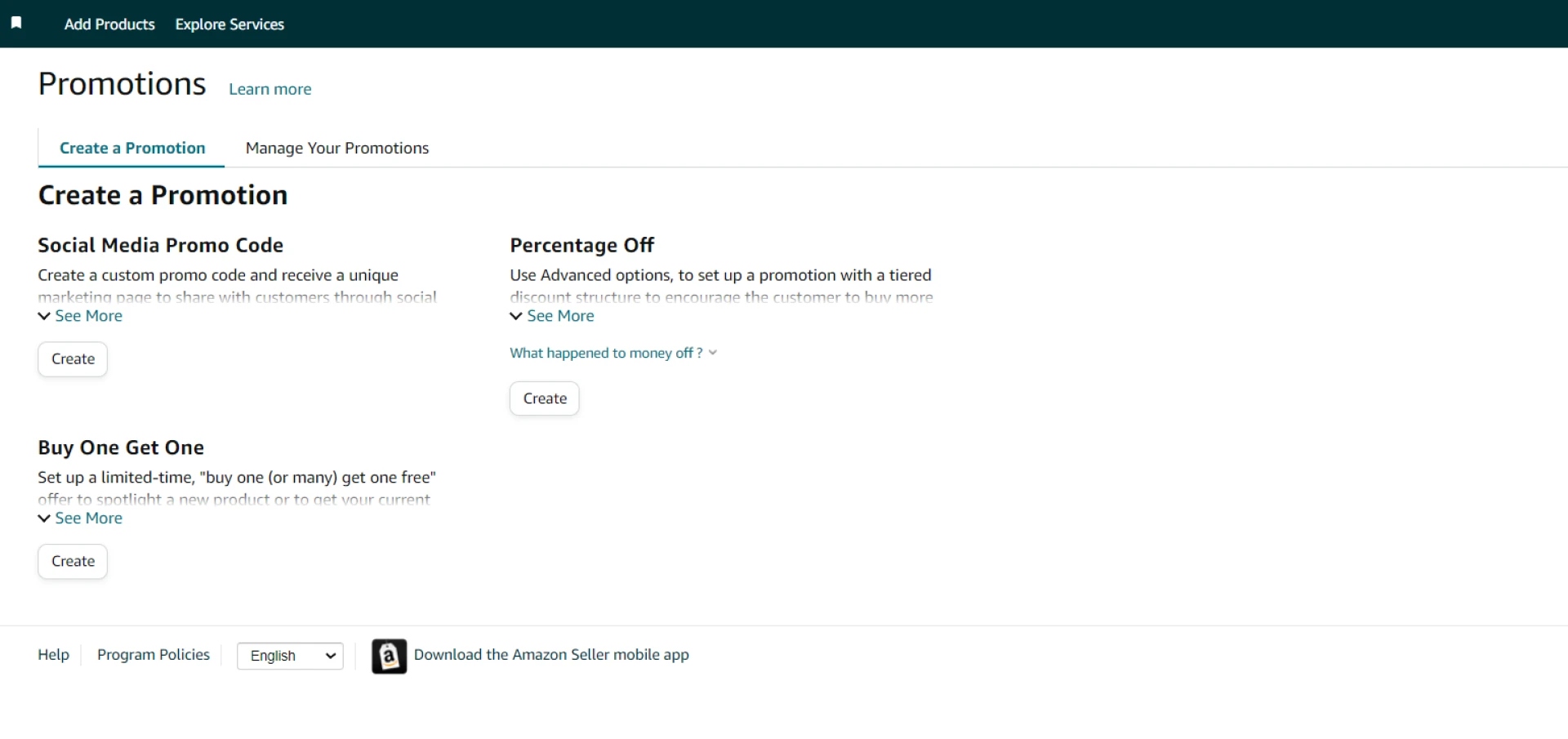 Select the type of promotion, and configure it.
