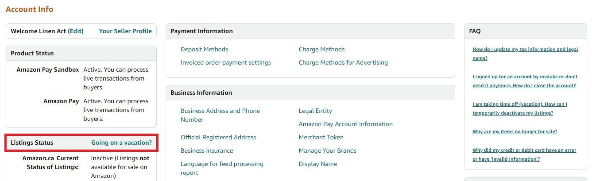 Vacation Mode is activated in Listing Status > “Going on a vacation?”