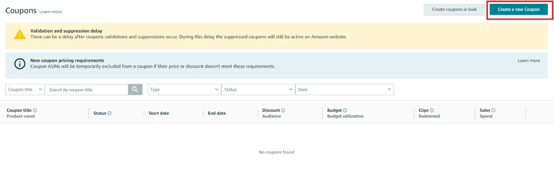 Select "Create a new coupon," and configure it.