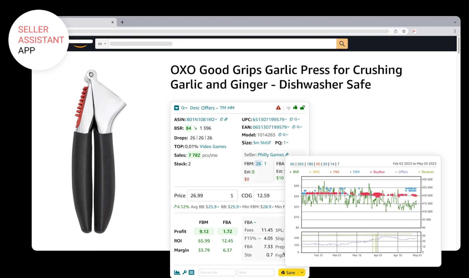 Seller Assistant App\'s dashboards on the product page