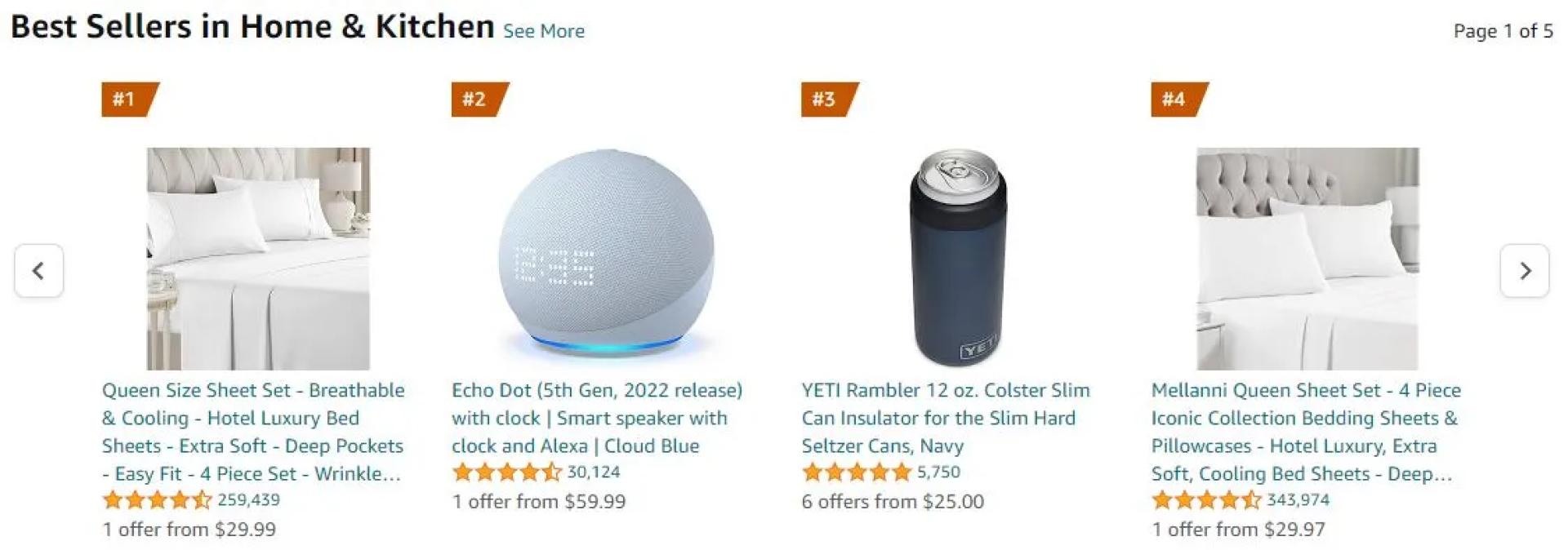 Examples of Home & Kitchen best sellers