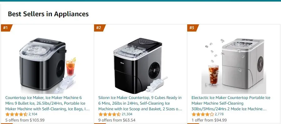 Examples of Appliances bestsellers