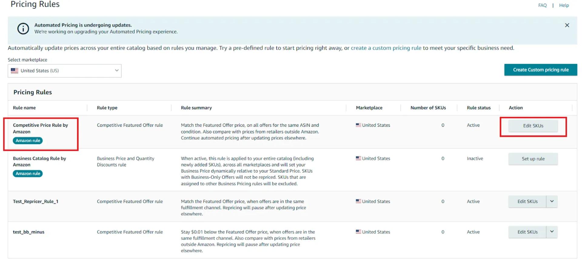 Select the pricing rule you want to use, the number of SKUs, and click edit SKU