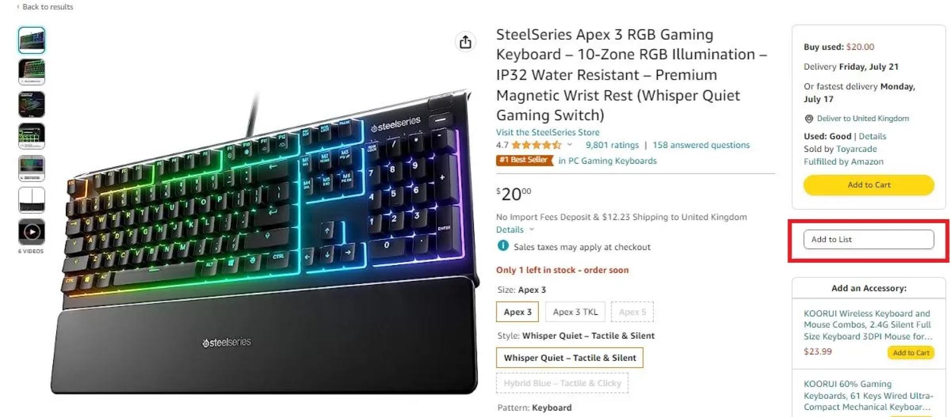 Adding items to Amazon Wish List