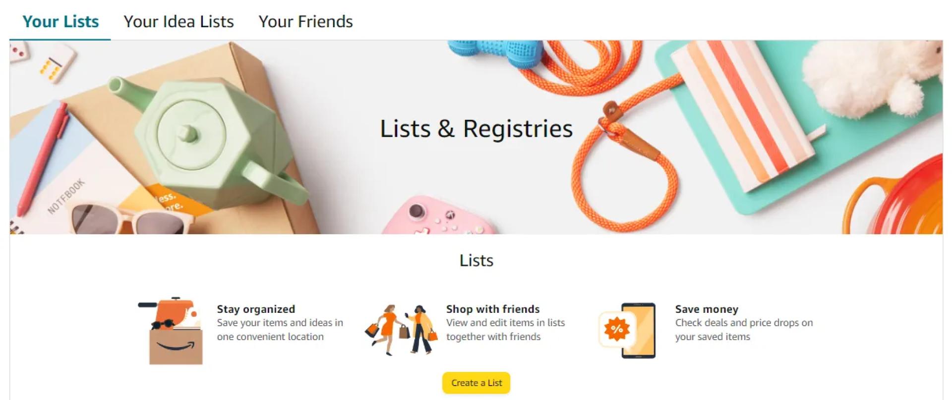 Amazon Wish List page