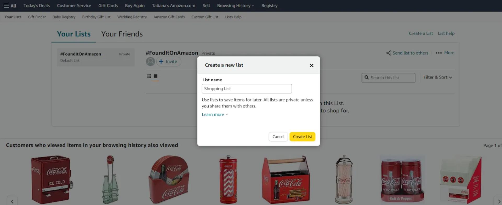 Creating a Wish List on Amazon