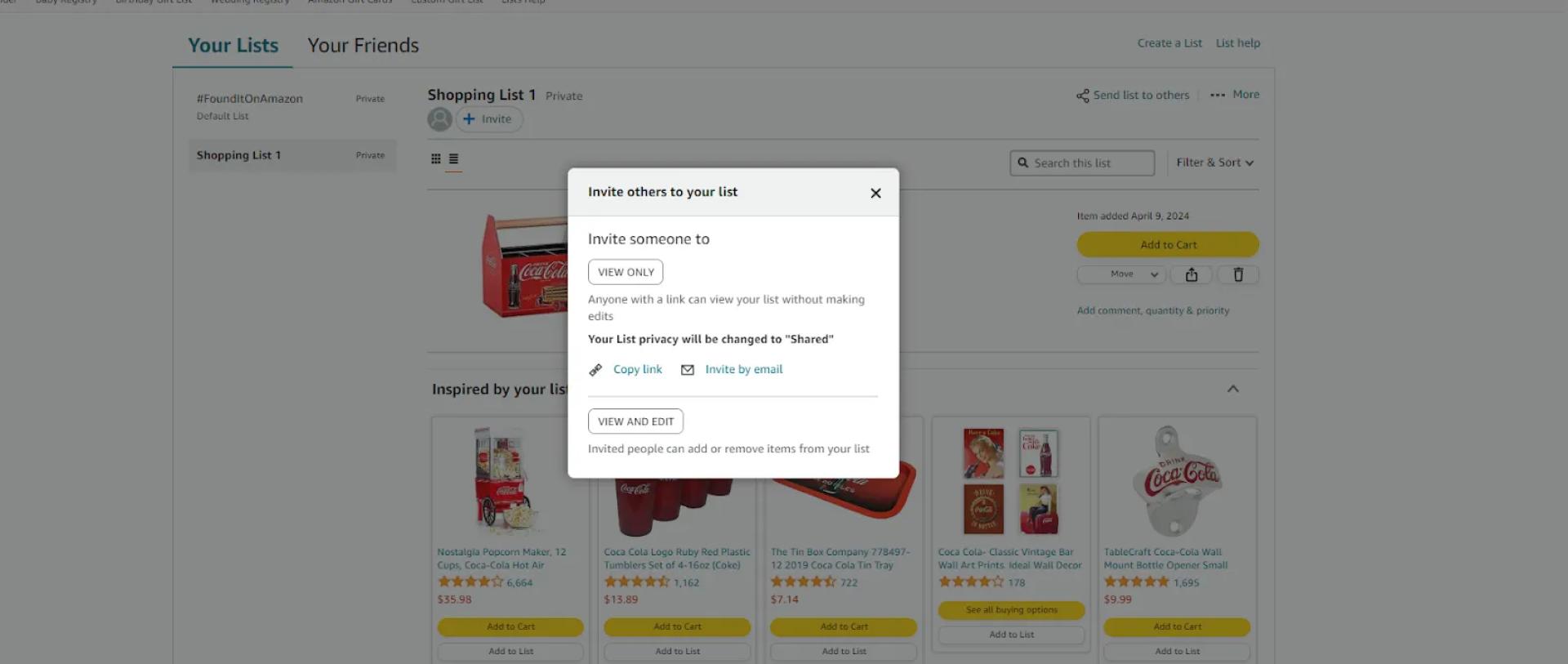 Select “Copy Link” or “Invite by Email” and send a link or email to the recipient