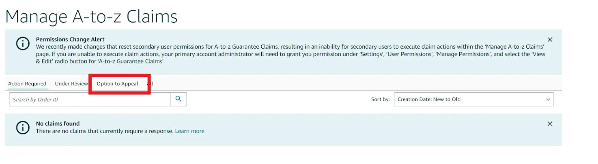 Go to the Account Health Dashboard in Seller Central and select A-to-z Guarantee Claims > the Option to Appeal tab
