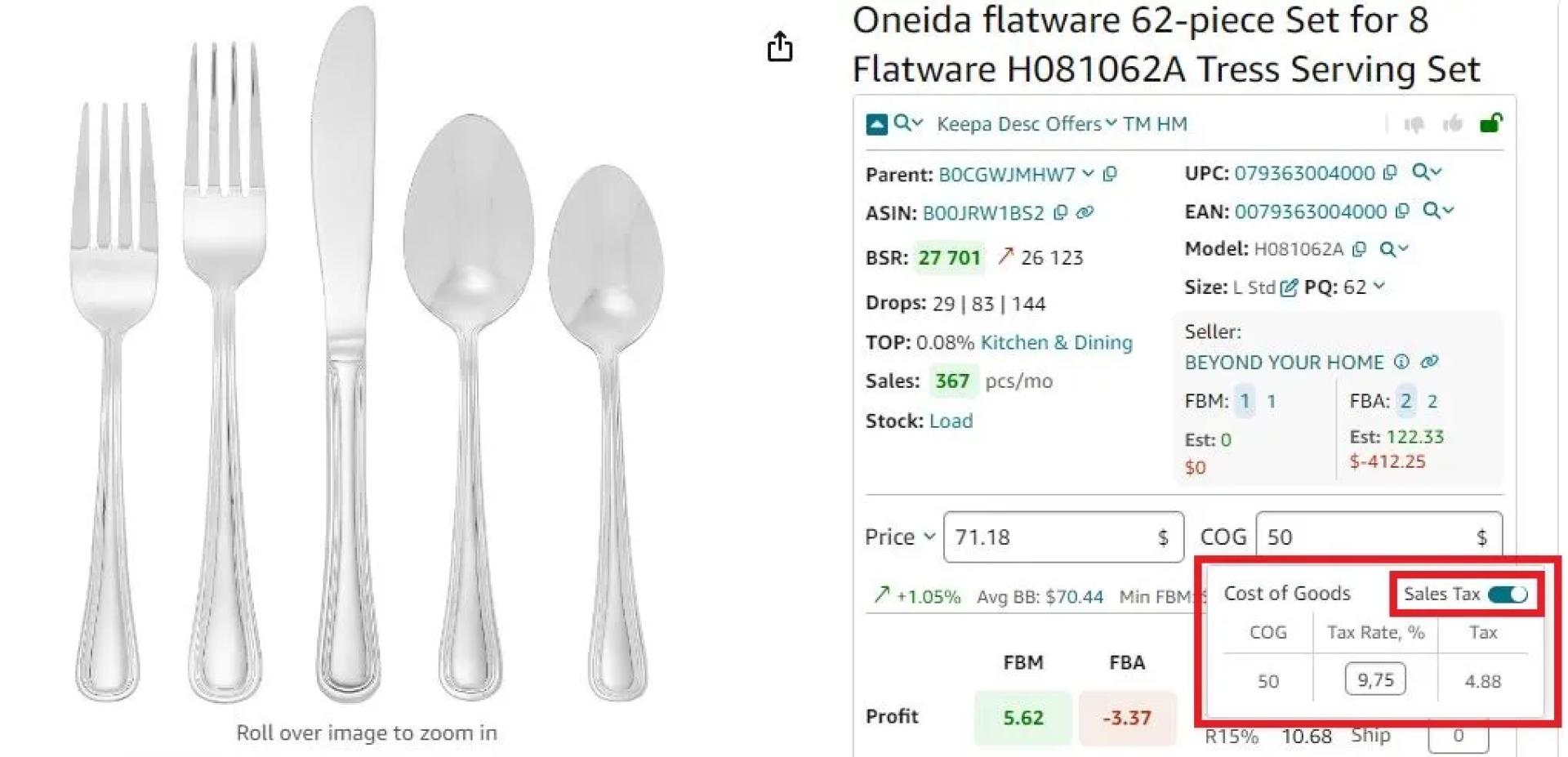 Seller Assistant calculates sales tax if applicable