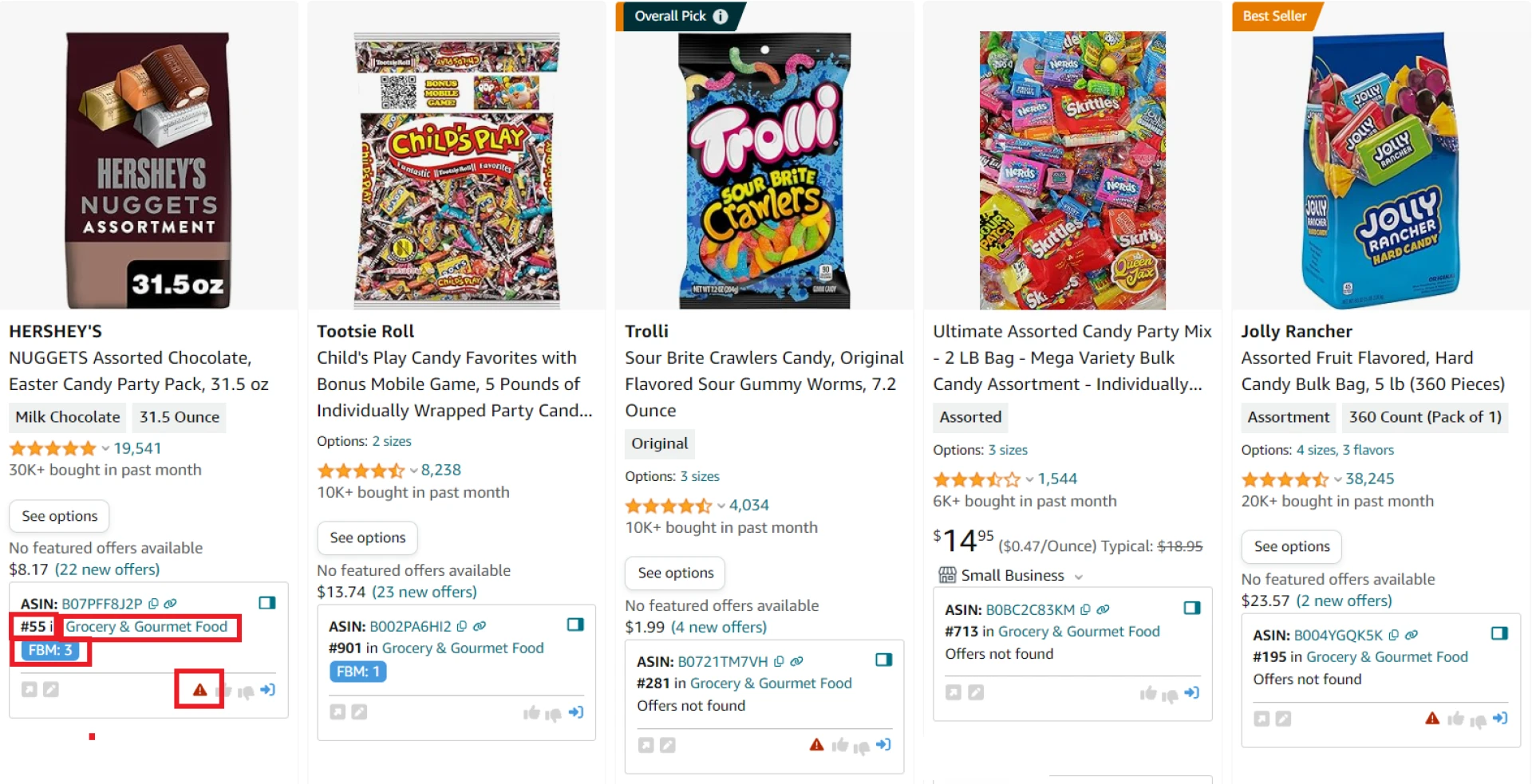 Quick View lets you understand at first glance the product category, how well the product sells (Best Sellers Rank, BSR), competition level (FBA and FBM offer count), if you can sell it on your Amazon account, and other key details.