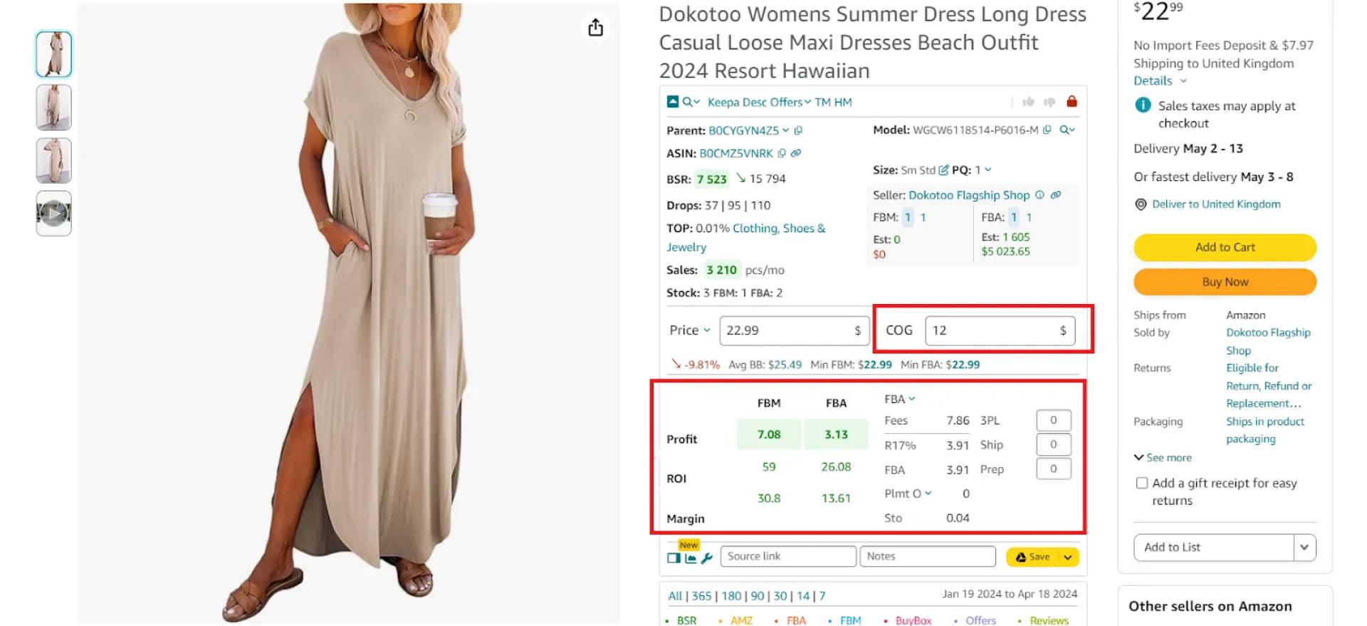 Seller Assistant’s FBA&FBM profit calculator