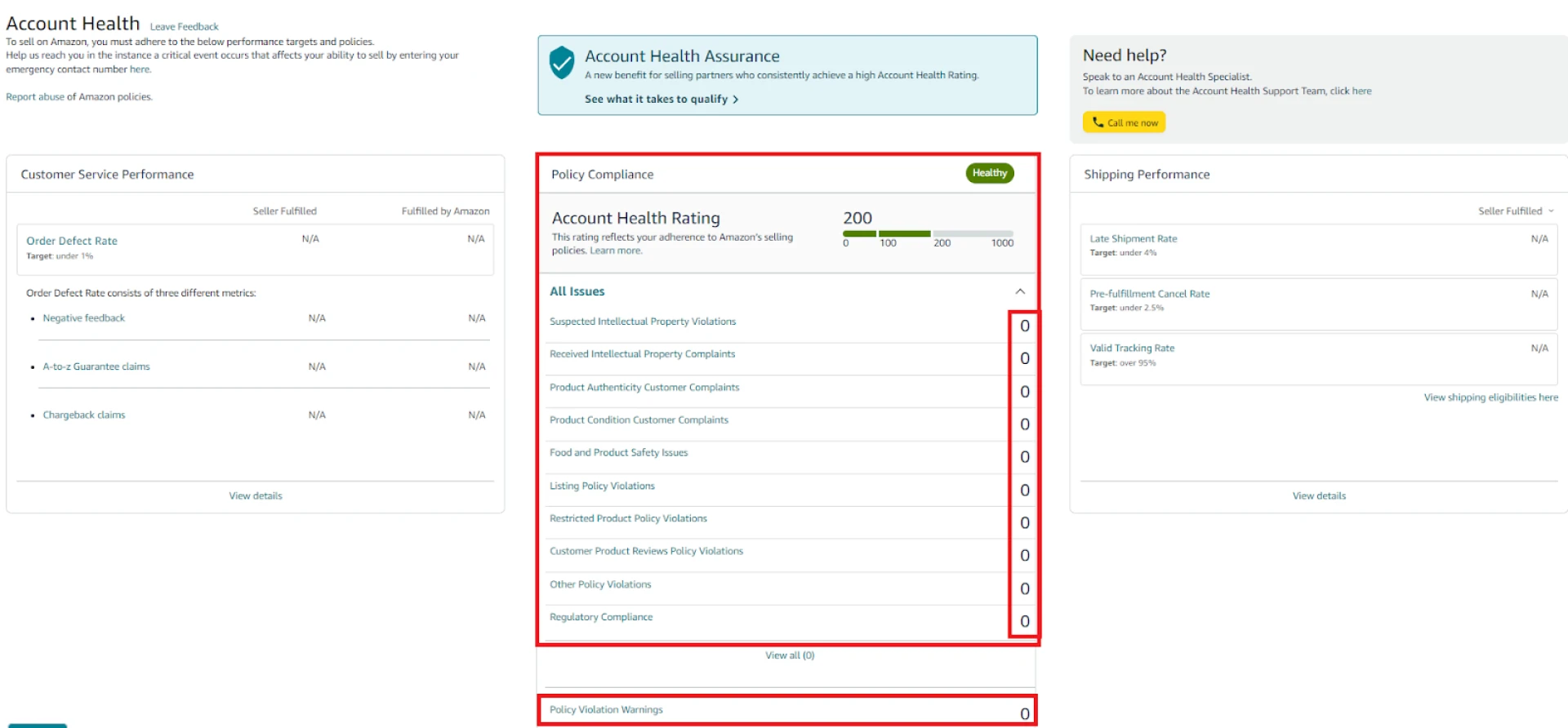 If you see zeros against all violation categories in the Account Health Dashboard\'s Product Policy Compliance section, you have no violations