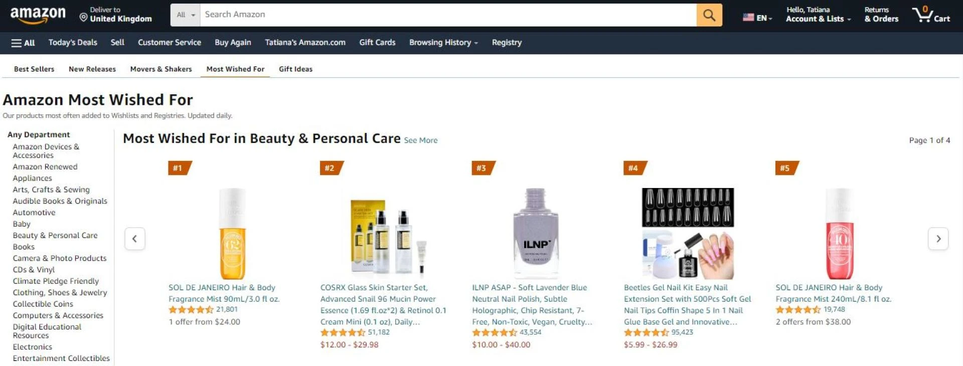 Amazon "Most Wished For"