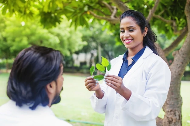 Indian female scientist having a speech on a botany