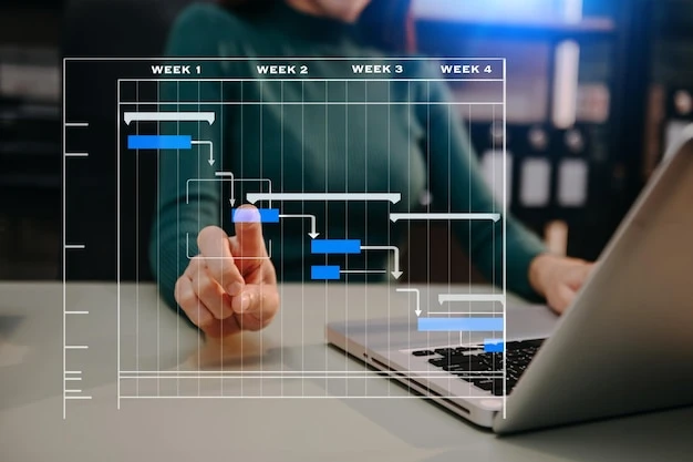 Project manager working and update tasks with milestones progress planning and Gantt chart scheduling diagrambusiness tram workingxAxA