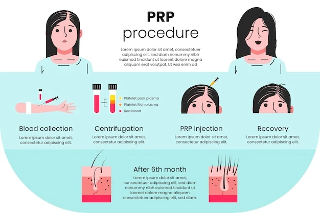 Flat-hand drawn prp procedure infographic