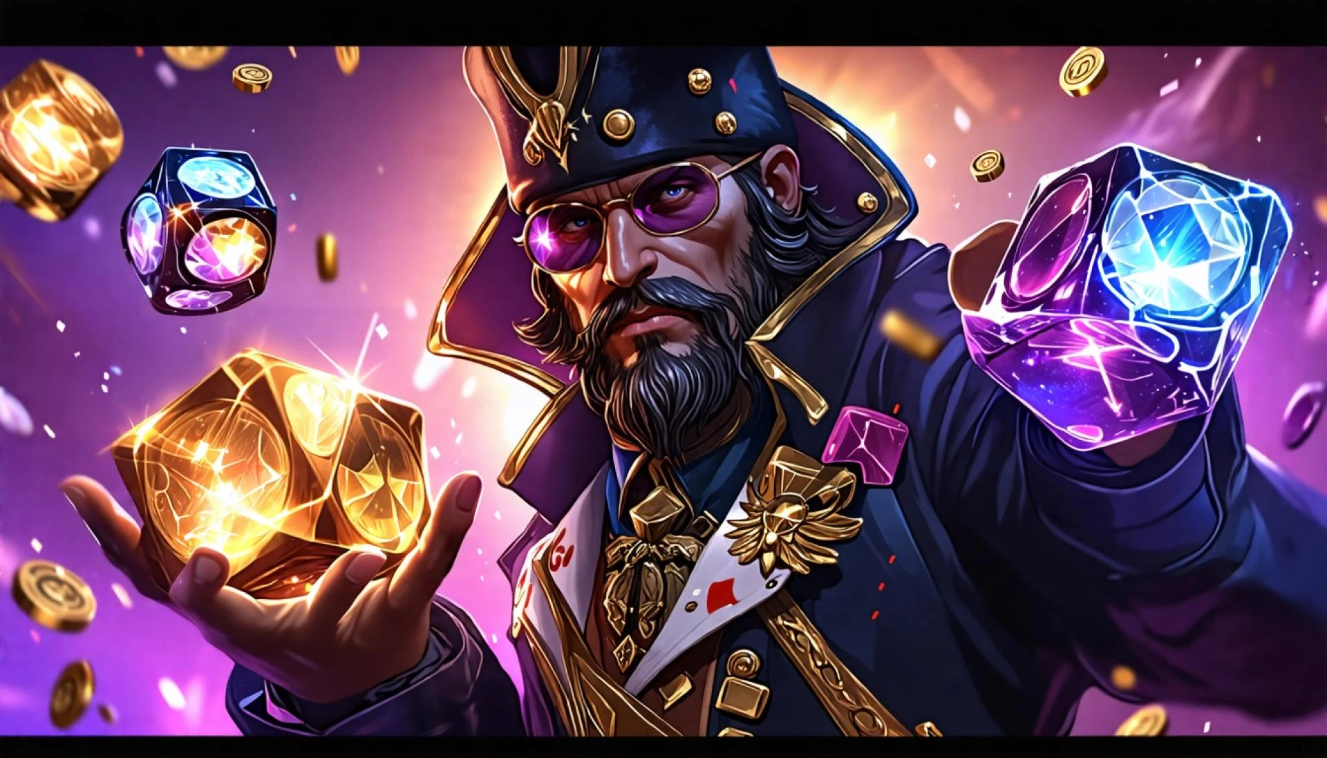 Capitaine pirate de l\'espace charismatique dans un casino magique.