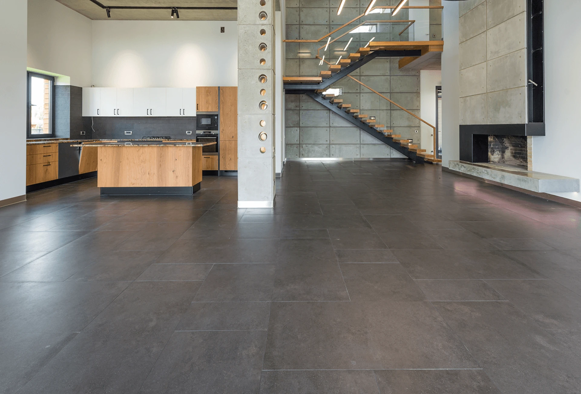grey tile floor