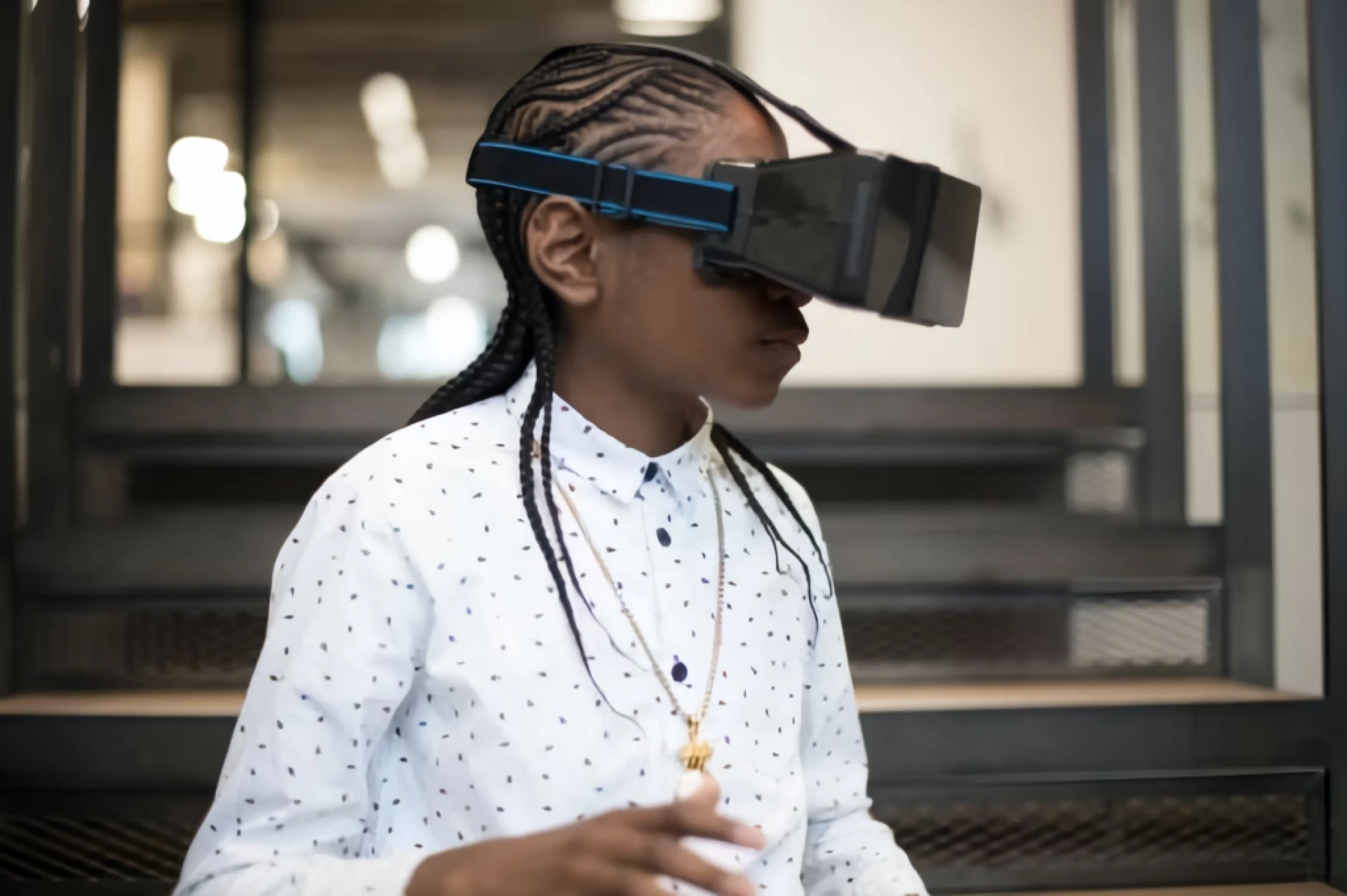 Boy on Virtual Reality Headset - Metaverse