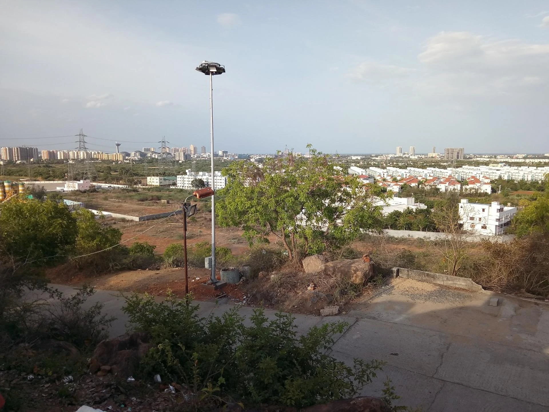 View from top of small mountain Temple near Chennai