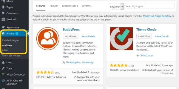 Add plugins to your wordpress site