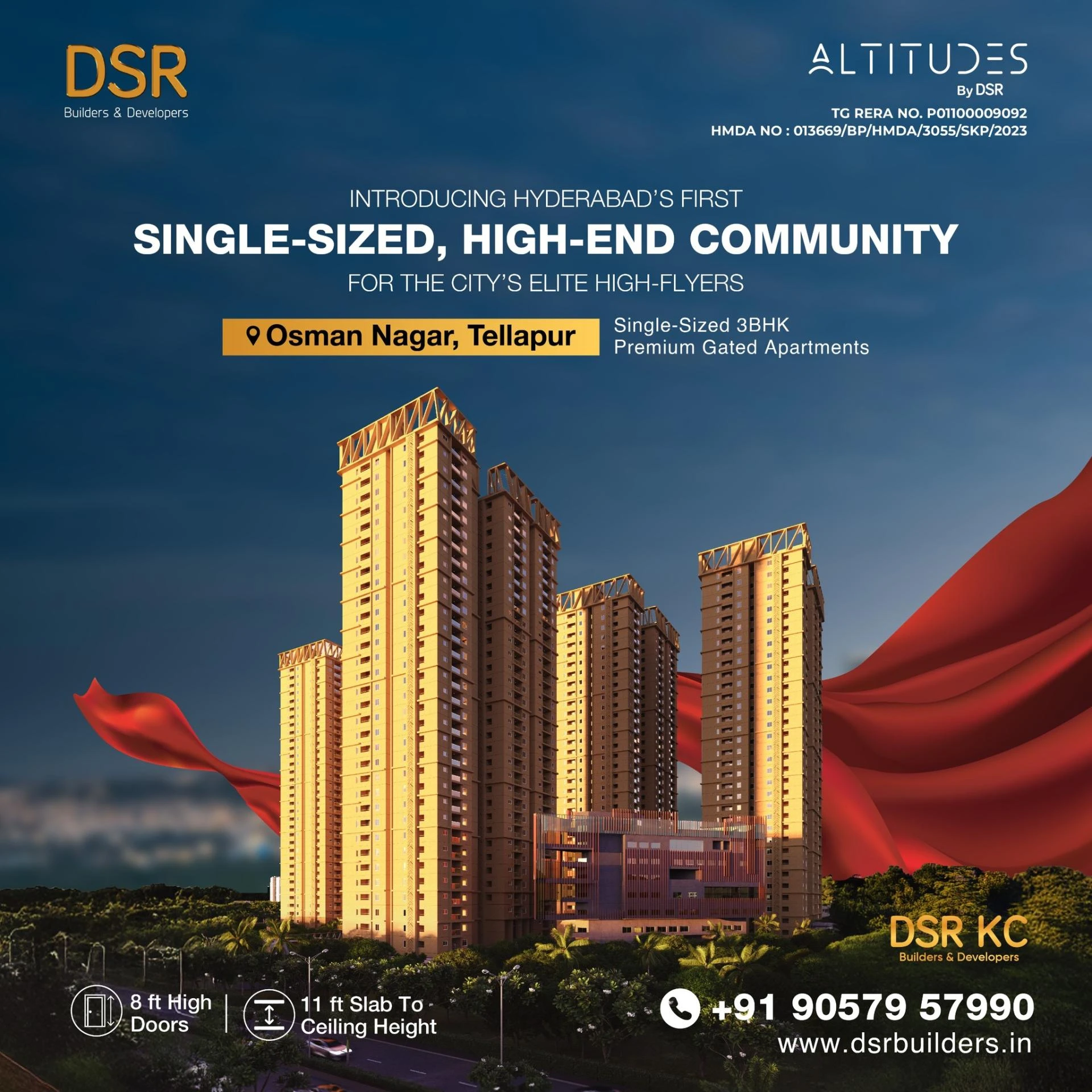 3BHK DSR Apartments in Osman Nagar