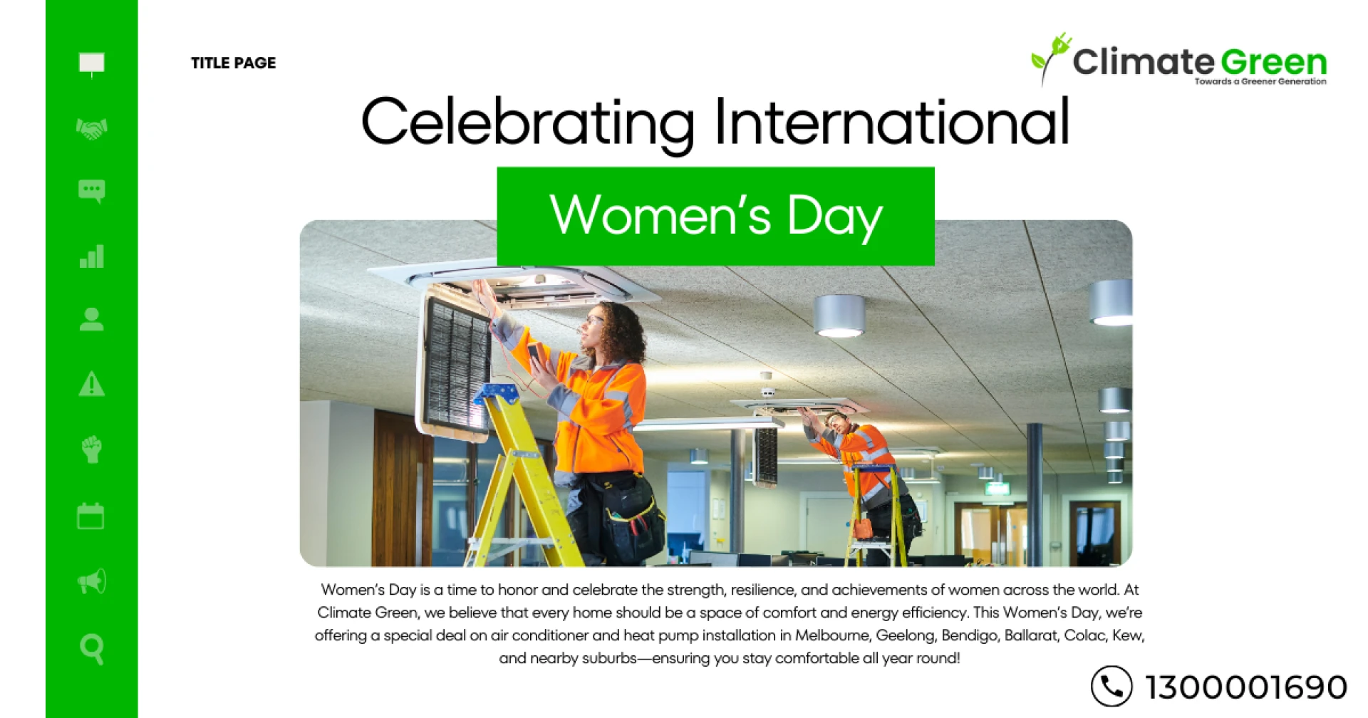 Celebrate Women’s Day with Climate Green: Special Discounts on Aircon & Heat Pump Installation!