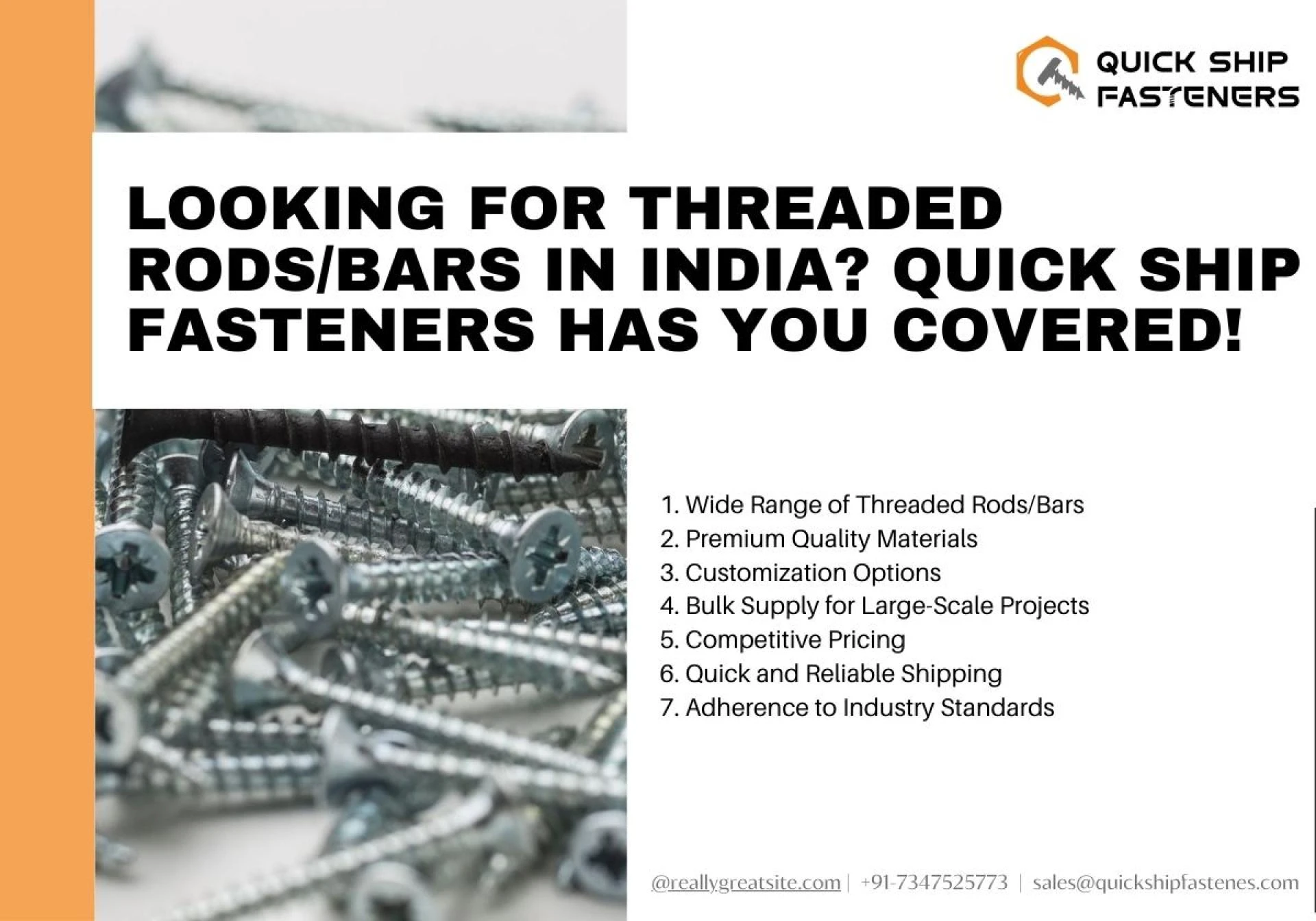 Looking for Threaded Rods/Bars in India? Quick Ship Fasteners Has You Covered!