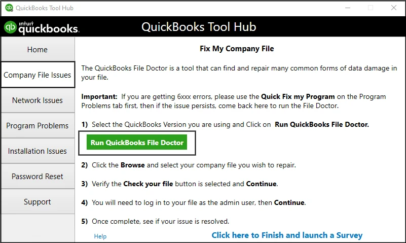 Methods to Fix QuickBooks File Doctor Not Working or Won't Open Error