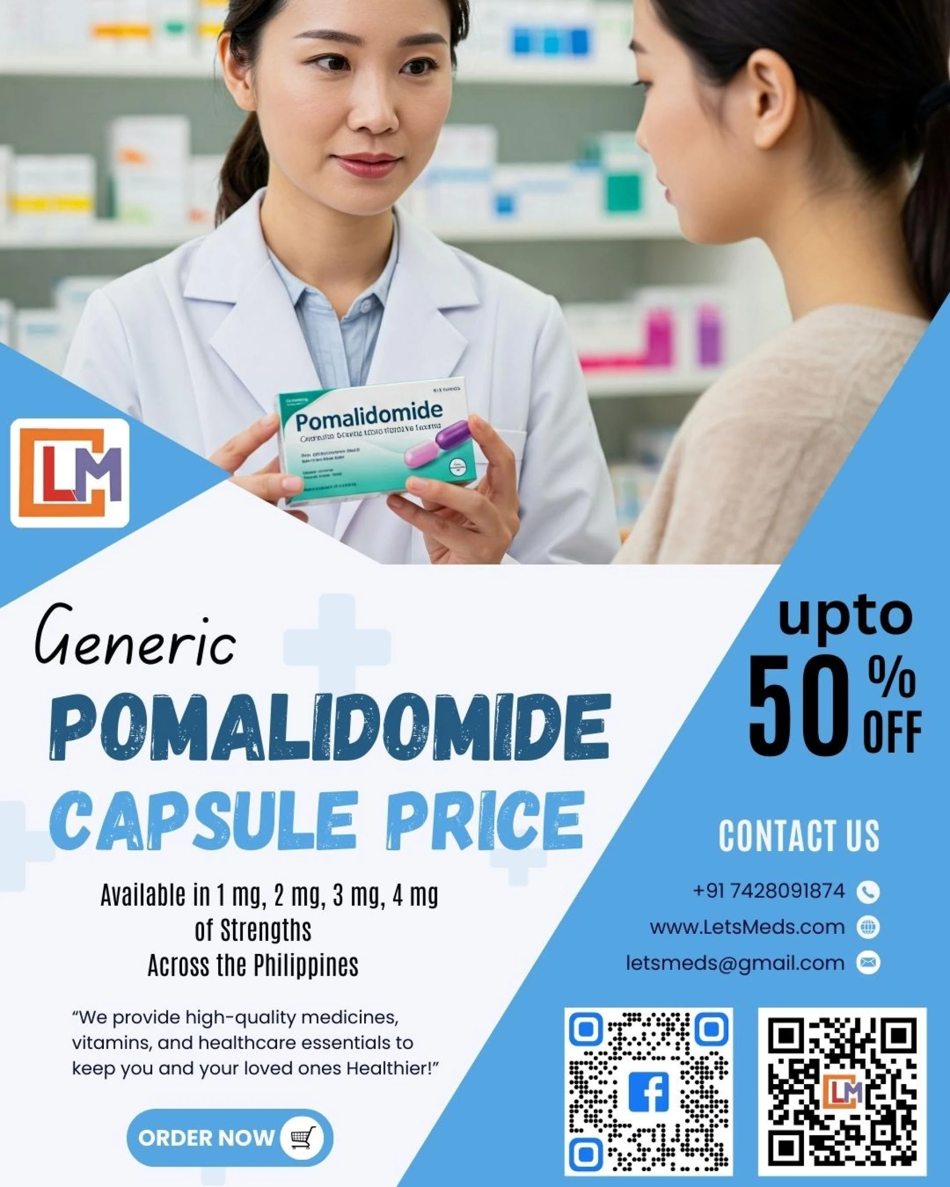 Buy Generic Pomalidomide Capsules Online in the Philippines – Affordable Prices & Trusted Delivery from LetsMeds