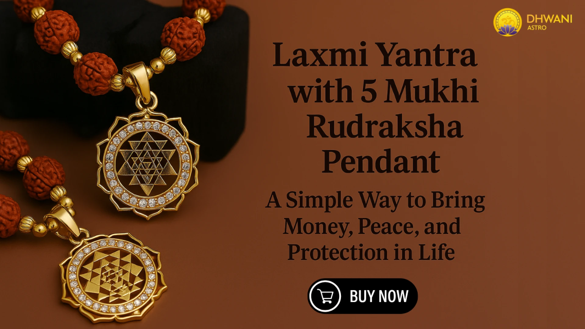 Laxmi Yantra & 5 Mukhi Rudraksha Pendant: Attract Abundance & Blessings
