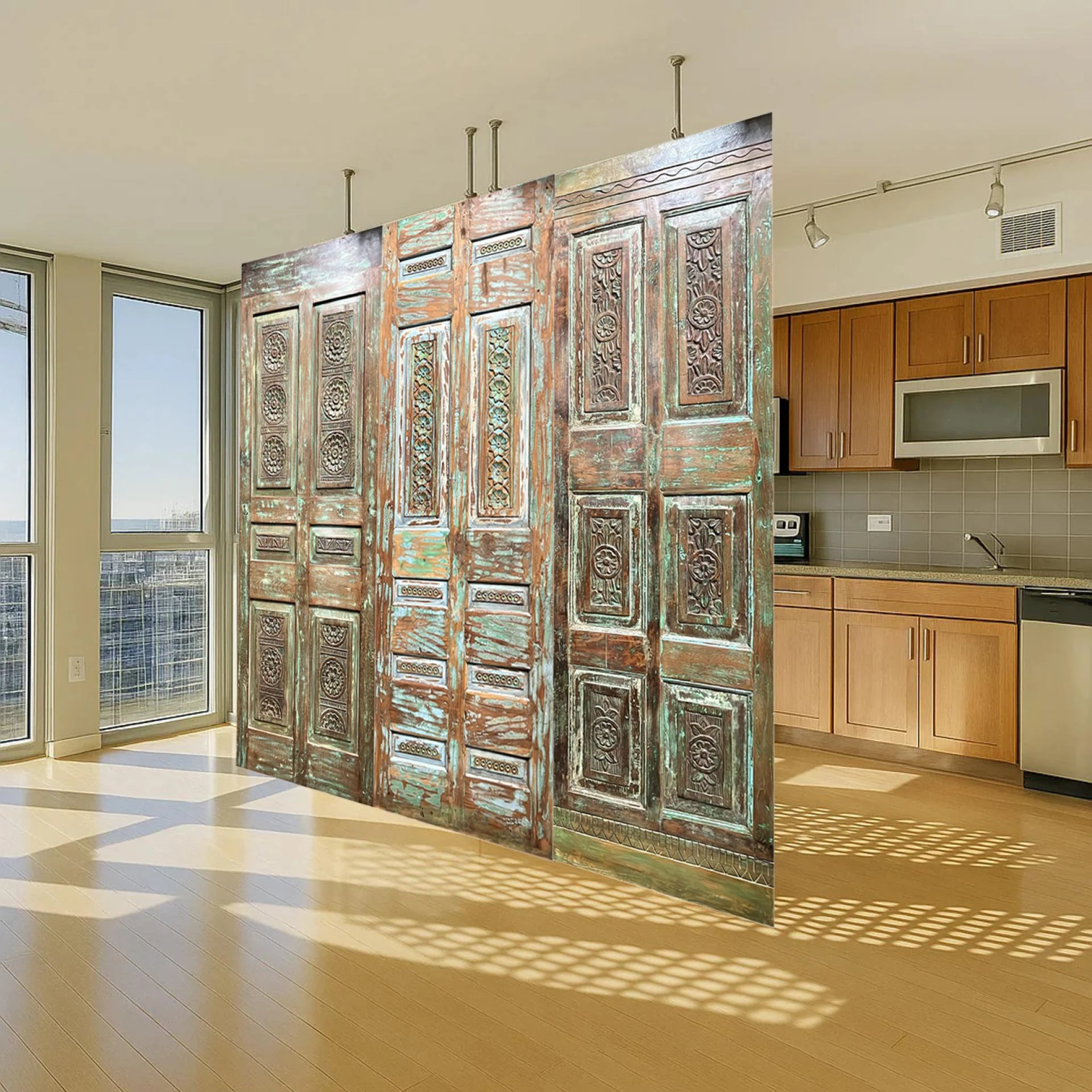 Draft: My Post TiRustic Modern Coastal: Carved Doors in Raw Woods with a Pop of Colortle