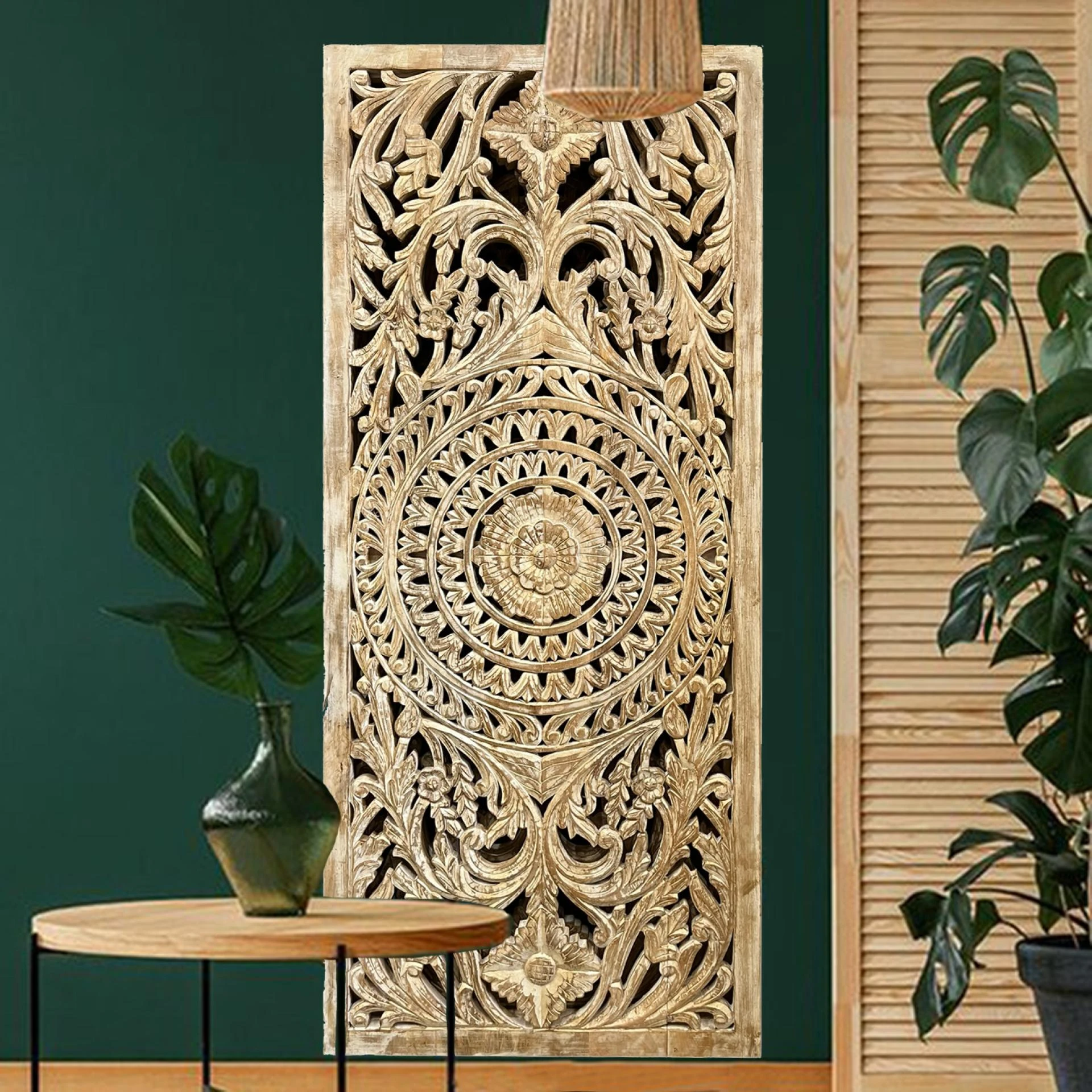 Of Textures, Tranquility, and Time: The Vintage Lattice Carved Lotus Door