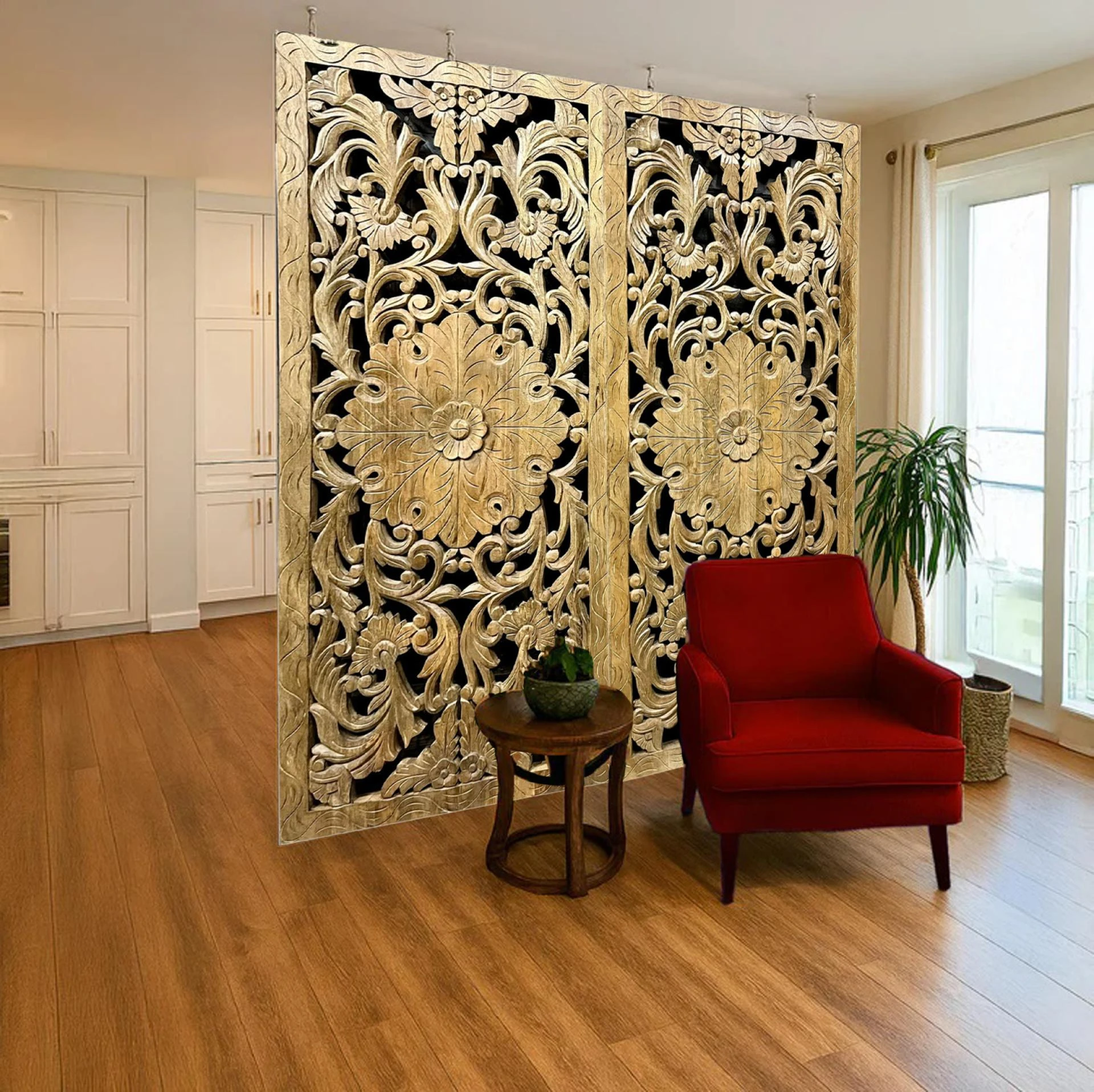 Of Textures, Tranquility, and Time: The Vintage Lattice Carved Lotus Door