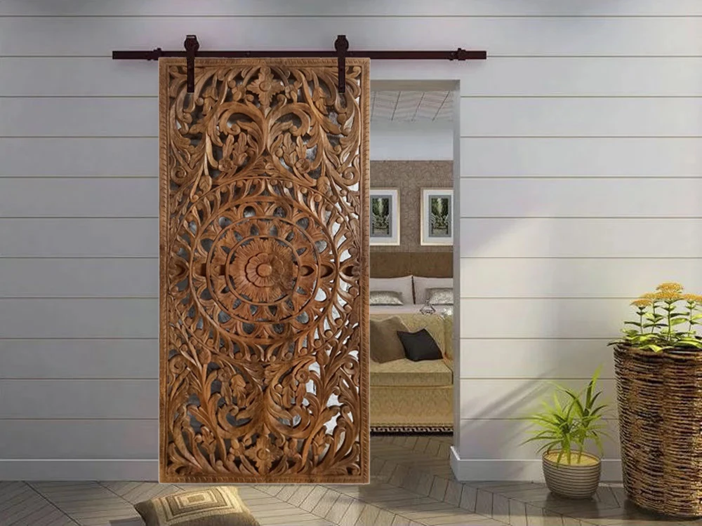 Of Textures, Tranquility, and Time: The Vintage Lattice Carved Lotus Door